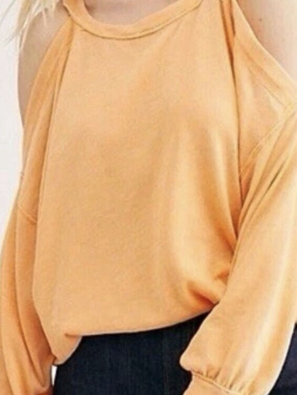 We The Free Free People Orange Inside Out Cold Shoulder Long Sleeve Top Size S